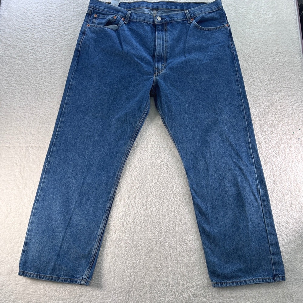 Levis 505 Regular Fit Straight Leg Mens Jeans Wash Blue 44x30 - Picture 1 of 9